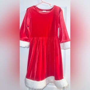 Holiday Time Red Velvet Kids Costume with White Trim